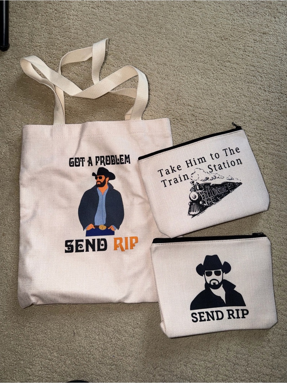 Canvas tote and cosmetic bags